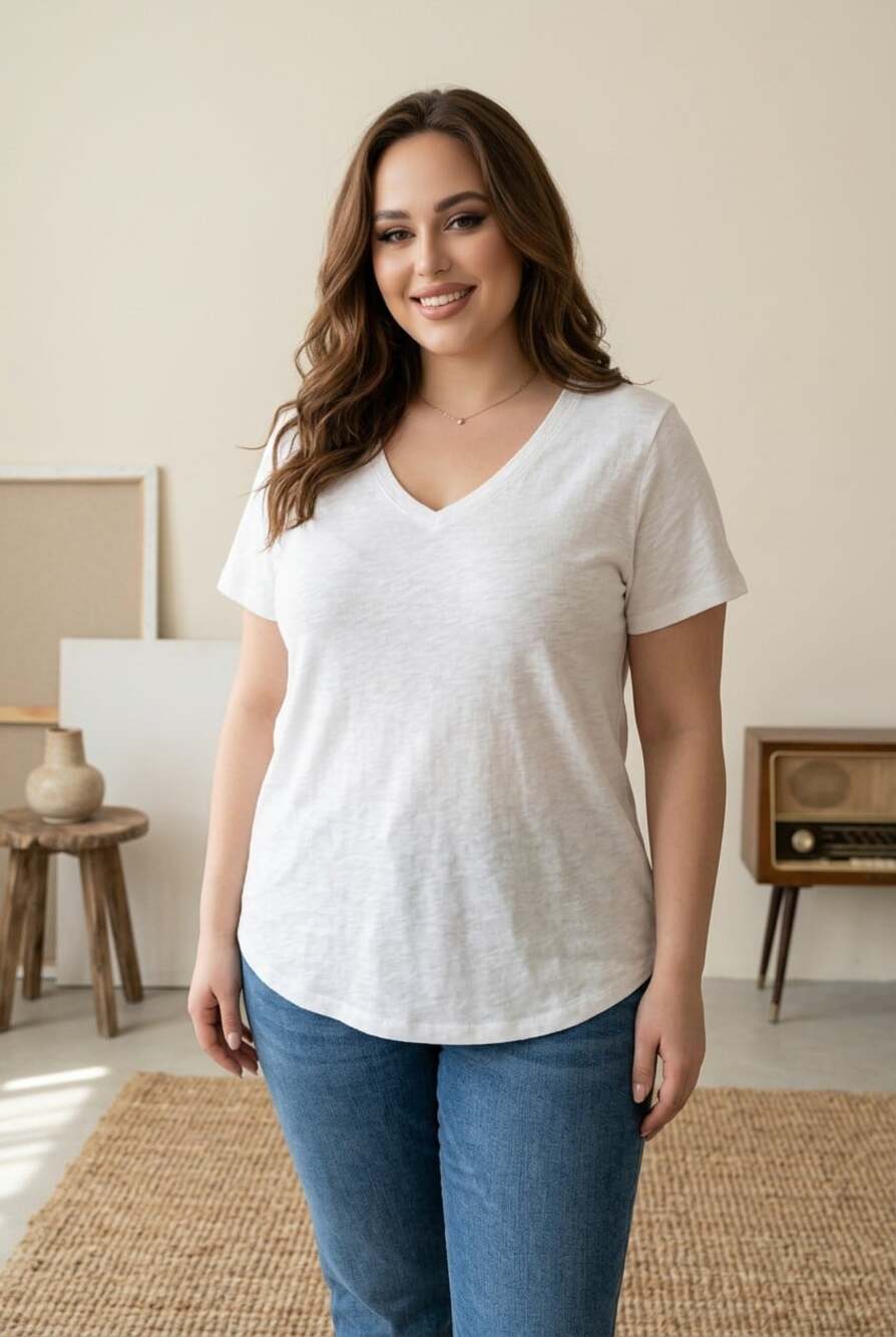 Sonoma Goods For Life Women’s 3X Everyday White Tee V-Neck Short Sleeve Cotton